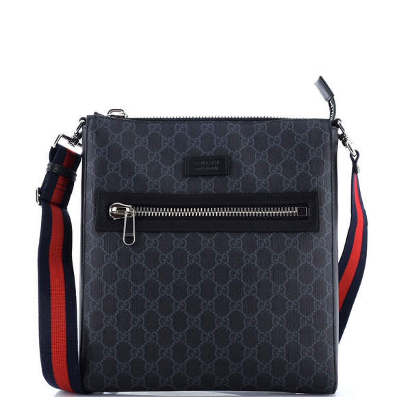 Gucci Medium Web Strap Front Zip Messenger Bag GG Coated Canvas - Picture 1 of 5